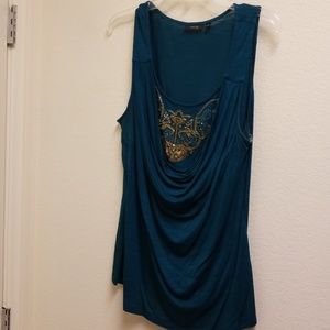 Apt 9 green teal w/gold bling tank top large